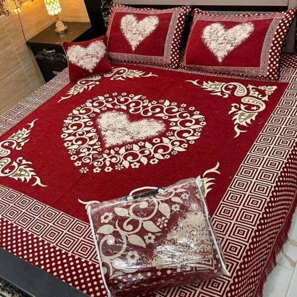 Heart Pattern Velvet jacquard Bedsheet